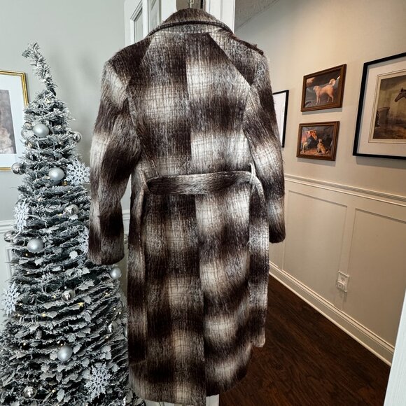 Brown Check Oversized Wool Coat - Picture 7 of 9